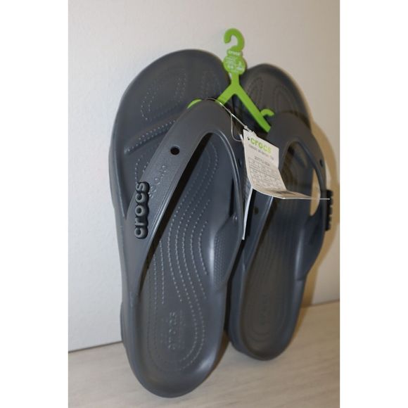 Crocs Unisex Men's Sz 10 Women's 12 Gray Classic All Terrain Flip Flop Sandals - Picture 3 of 8